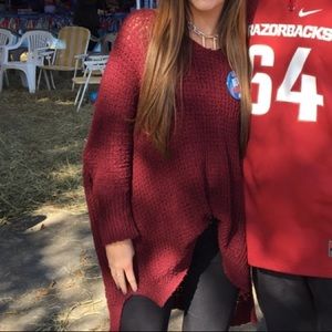 Dark red over sized sweater